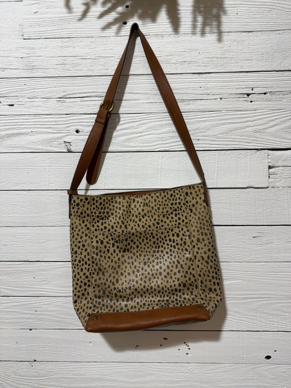 Leopard Print Crossbody Shoulder Bag in Brown and Tan